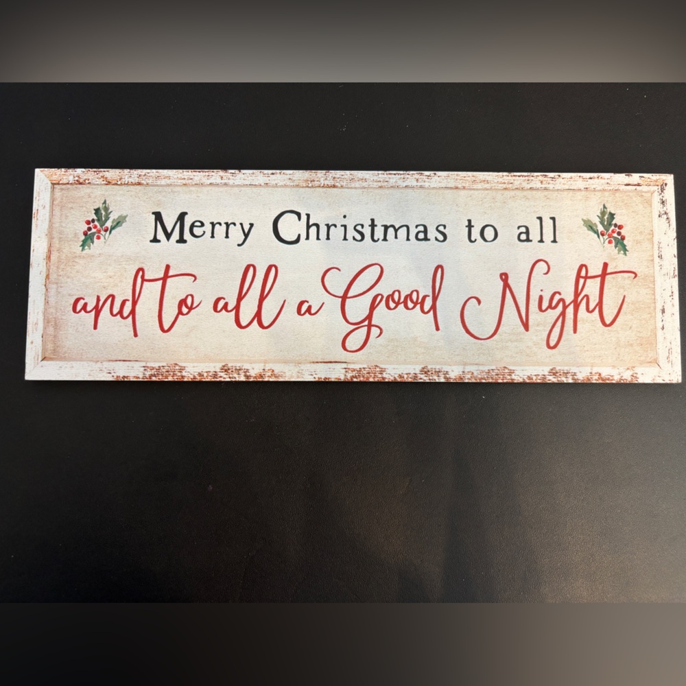 Festive Christmas Wall Sign - Red and White
